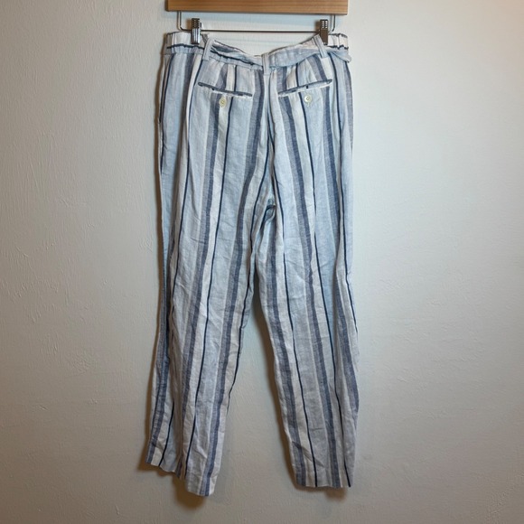 Talbots Petites Womens Linen Striped Belted Wide Leg Pants Size 6P - Picture 7 of 7